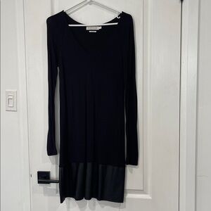 Anthropologie jersey dress vegan leather trim